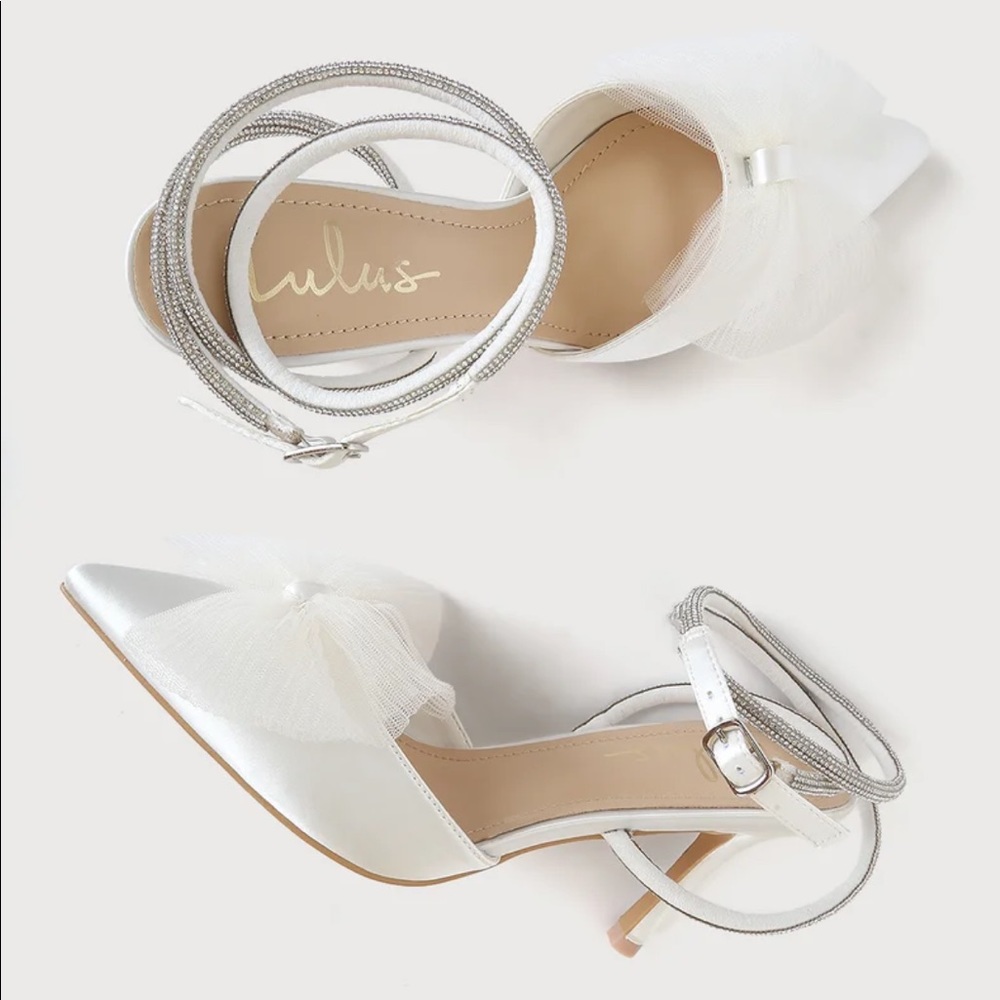 White bridal heels